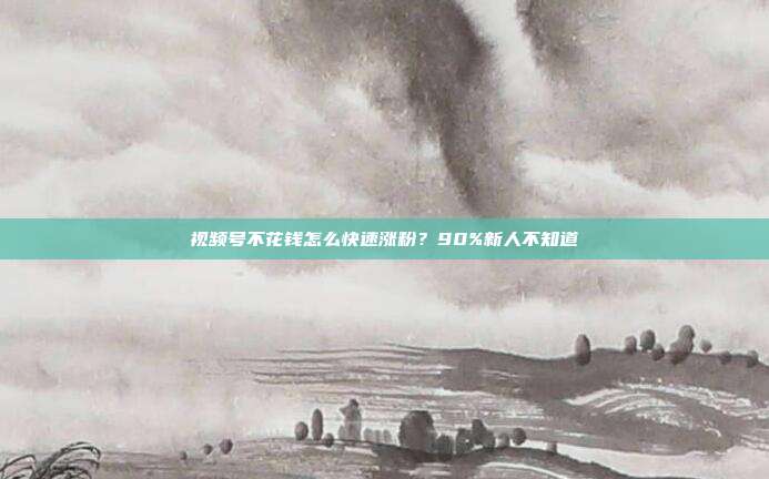 视频号不花钱怎么快速涨粉？90%新人不知道