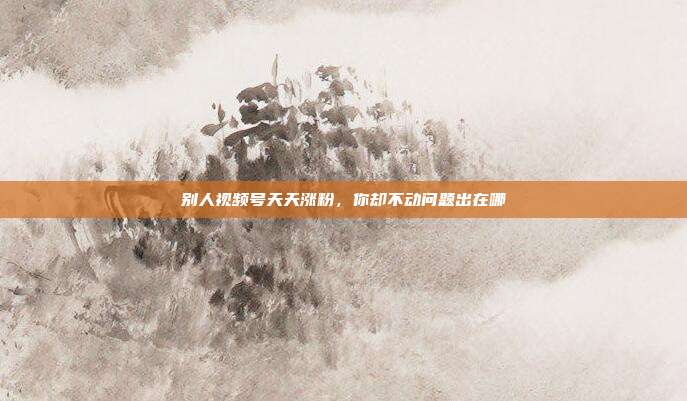 别人视频号天天涨粉，你却不动问题出在哪