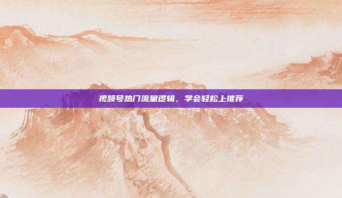视频号热门流量逻辑，学会轻松上推荐