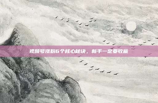 视频号涨粉6个核心秘诀，新手一定要收藏
