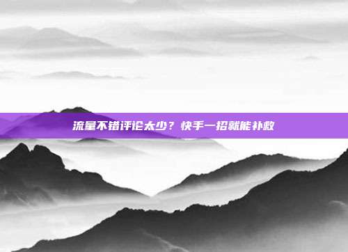 流量不错评论太少？快手一招就能补救