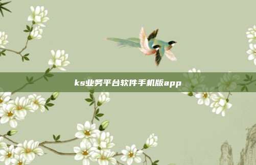 ks业务平台软件手机版app