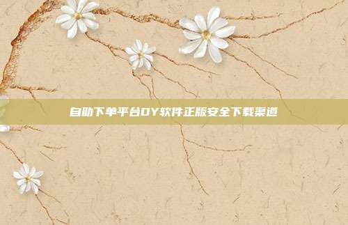 自助下单平台DY软件正版安全下载渠道
