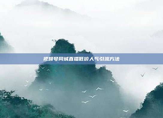 视频号同城直播低价人气引流方法