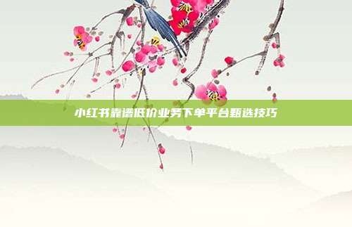 小红书靠谱低价业务下单平台甄选技巧