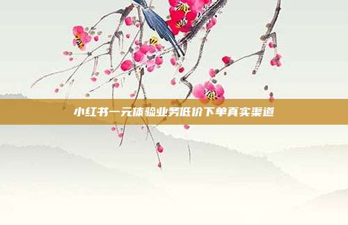 小红书一元体验业务低价下单真实渠道