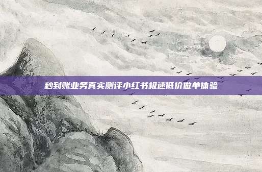 秒到账业务真实测评小红书极速低价做单体验