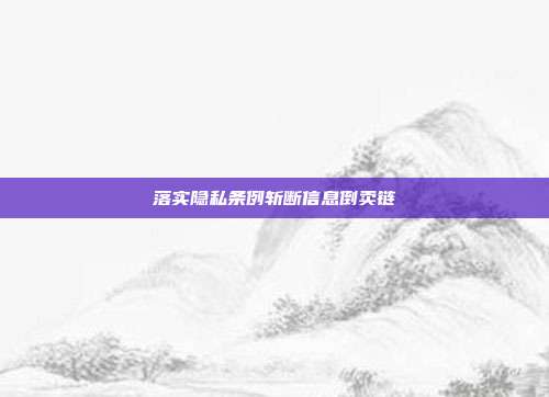 落实隐私条例斩断信息倒卖链