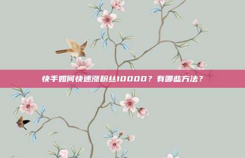 快手如何快速涨粉丝10000？有哪些方法？