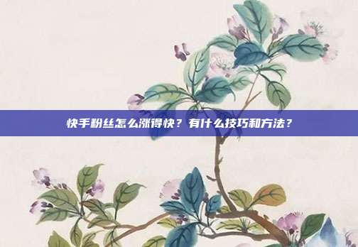 快手粉丝怎么涨得快？有什么技巧和方法？