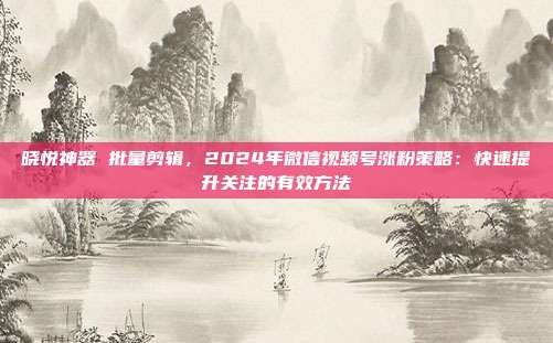 晓悦神器 批量剪辑，2024年微信视频号涨粉策略：快速提升关注的有效方法