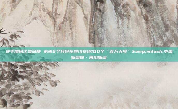 快手加码区域深耕 未来6个月将在四川扶持100个“百万大号”&mdash;中国新闻网·四川新闻