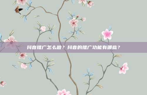 抖音推广怎么做？抖音的推广功能有哪些？