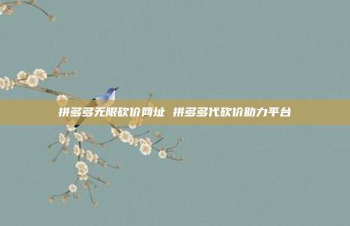 拼多多无限砍价网址 拼多多代砍价助力平台