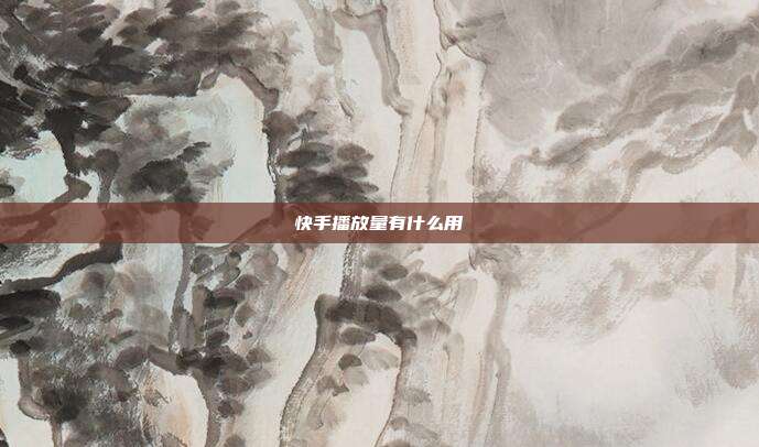 快手播放量有什么用