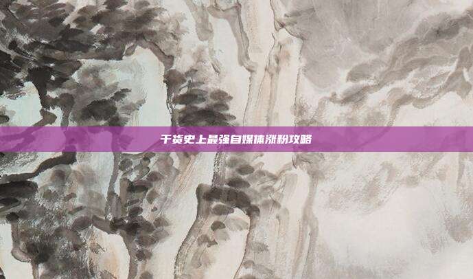 干货史上最强自媒体涨粉攻略