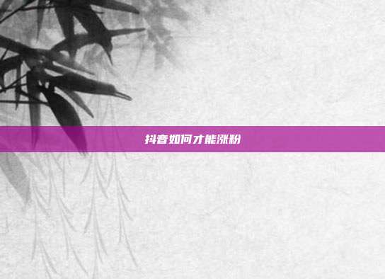 抖音如何才能涨粉
