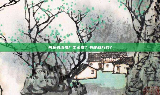 抖音引流推广怎么做？有哪些方式？