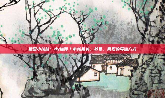 运营小技能:dy推荐/审核机制、养号、常见的导流方式