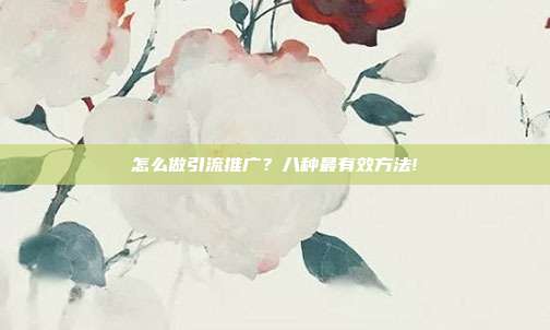 怎么做引流推广？八种最有效方法!