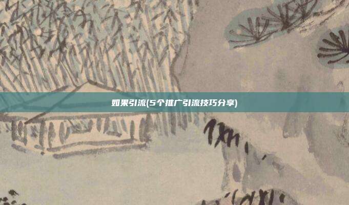 如果引流(5个推广引流技巧分享)