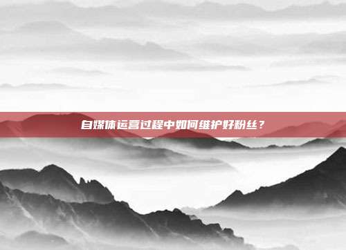 自媒体运营过程中如何维护好粉丝?