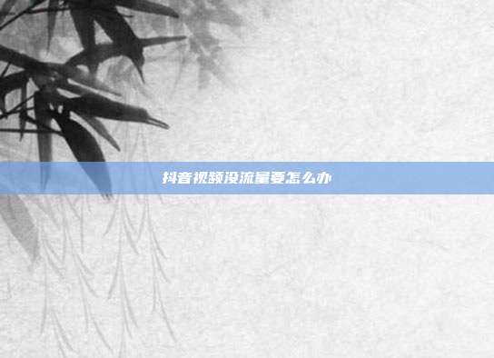 抖音视频没流量要怎么办