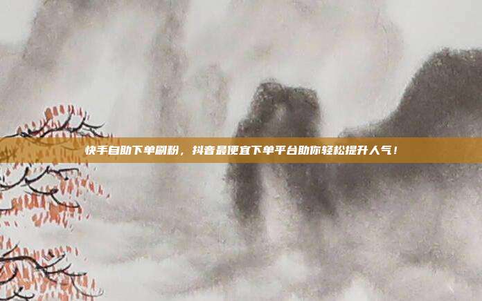快手自助下单刷粉,抖音最便宜下单平台助你轻松提升人气!