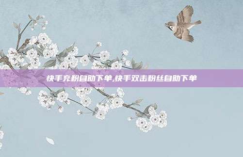 快手充粉自助下单,快手双击粉丝自助下单