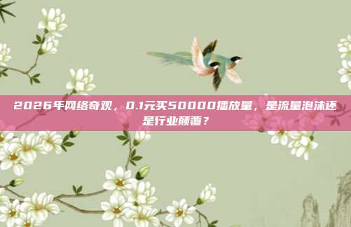2026年网络奇观,0.1元买50000播放量,是流量泡沫还是行业颠覆?