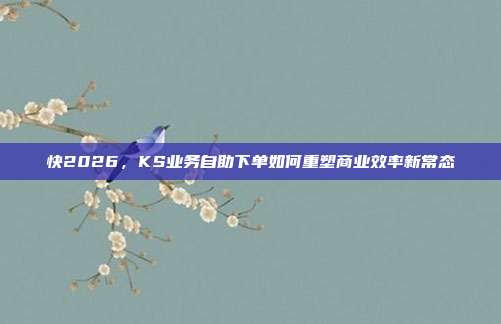 快2026，KS业务自助下单如何重塑商业效率新常态