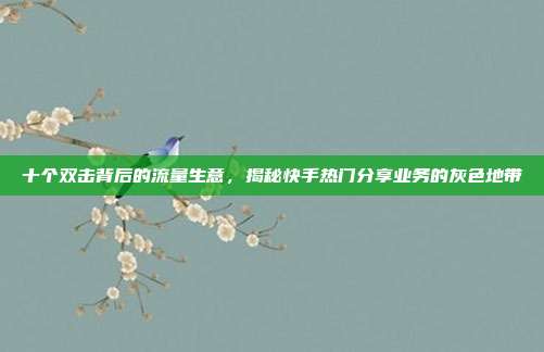 十个双击背后的流量生意，揭秘快手热门分享业务的灰色地带