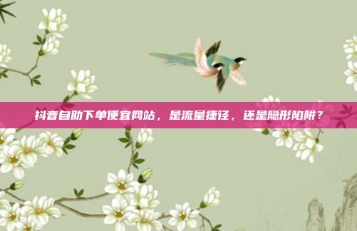 抖音自助下单便宜网站，是流量捷径，还是隐形陷阱？