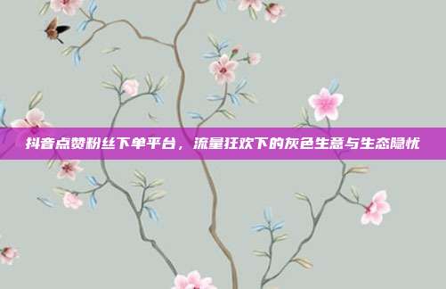 抖音点赞粉丝下单平台，流量狂欢下的灰色生意与生态隐忧