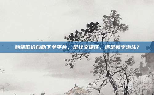 秒赞低价自助下单平台，是社交捷径，还是数字泡沫？