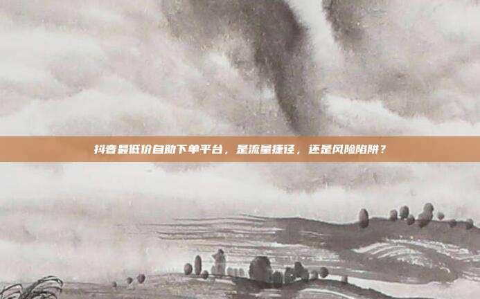 抖音最低价自助下单平台，是流量捷径，还是风险陷阱？