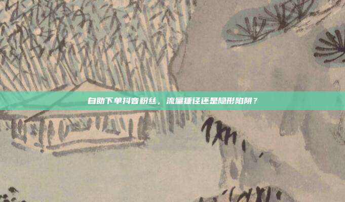 自助下单抖音粉丝，流量捷径还是隐形陷阱？