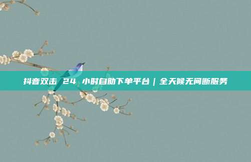 抖音双击 24 小时自助下单平台｜全天候无间断服务