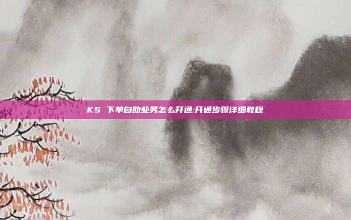 KS 下单自助业务怎么开通:开通步骤详细教程