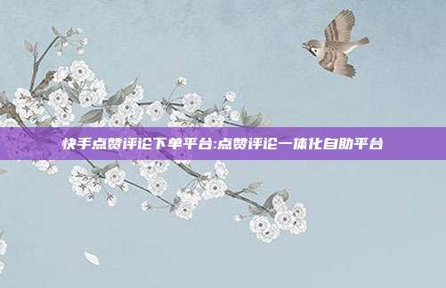 快手点赞评论下单平台:点赞评论一体化自助平台