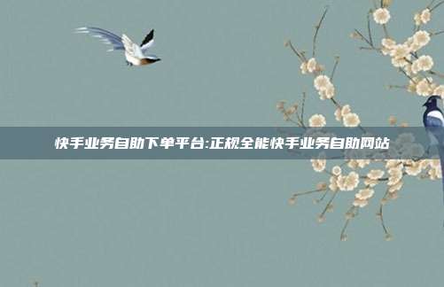 快手业务自助下单平台:正规全能快手业务自助网站