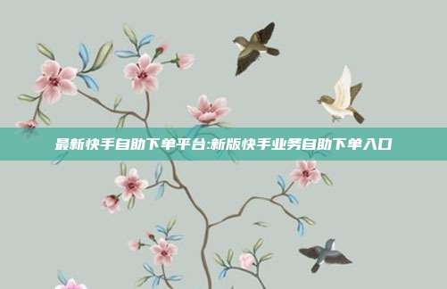 最新快手自助下单平台:新版快手业务自助下单入口