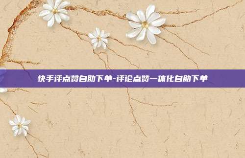快手评点赞自助下单-评论点赞一体化自助下单