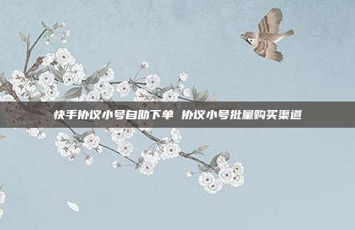 快手协议小号自助下单 协议小号批量购买渠道