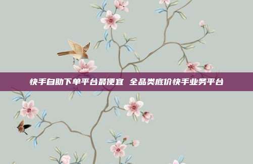 快手自助下单平台最便宜 全品类底价快手业务平台