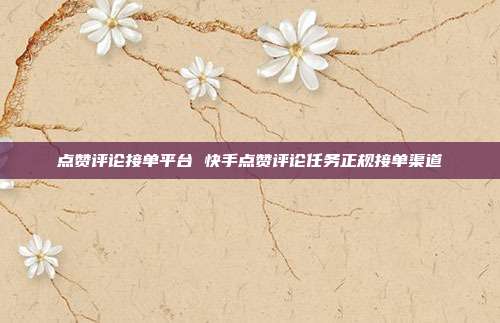 点赞评论接单平台 快手点赞评论任务正规接单渠道