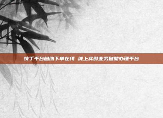 快手平台自助下单在线 线上实时业务自助办理平台