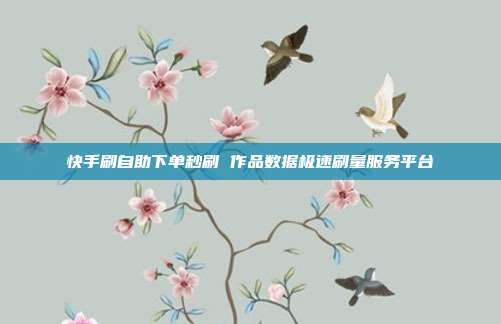 快手刷自助下单秒刷 作品数据极速刷量服务平台
