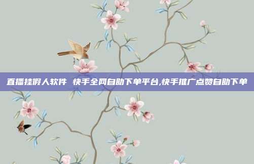 直播挂假人软件 快手全网自助下单平台,快手推广点赞自助下单
