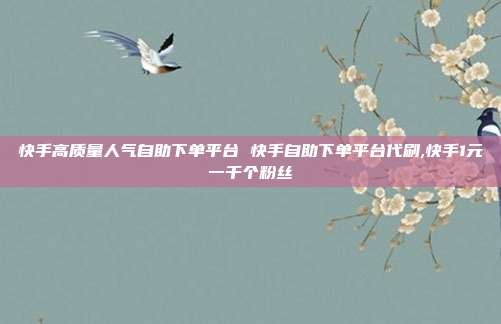 快手高质量人气自助下单平台 快手自助下单平台代刷,快手1元一千个粉丝